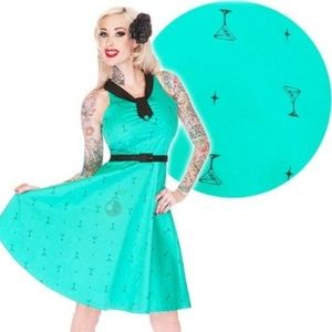 Voodoo Vixen Blue Martini Dress Rockabilly XL